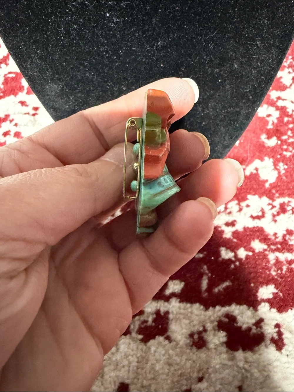 Vintage Festive Bell Brooch with Red Bow